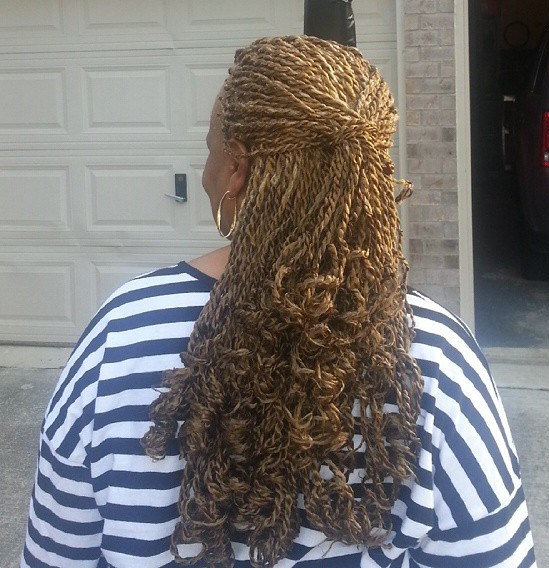 Thin Blonde Twists With Curly Ends