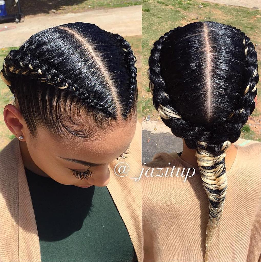 Two Braids Into One Black Hairstyle