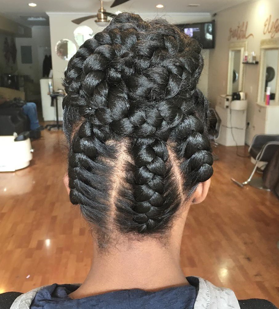 Under Braids In A Bun Updo