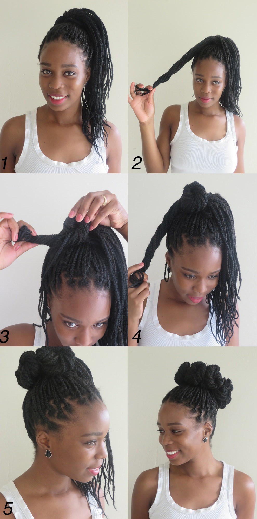 High Box Braids Bun From Mini Buns