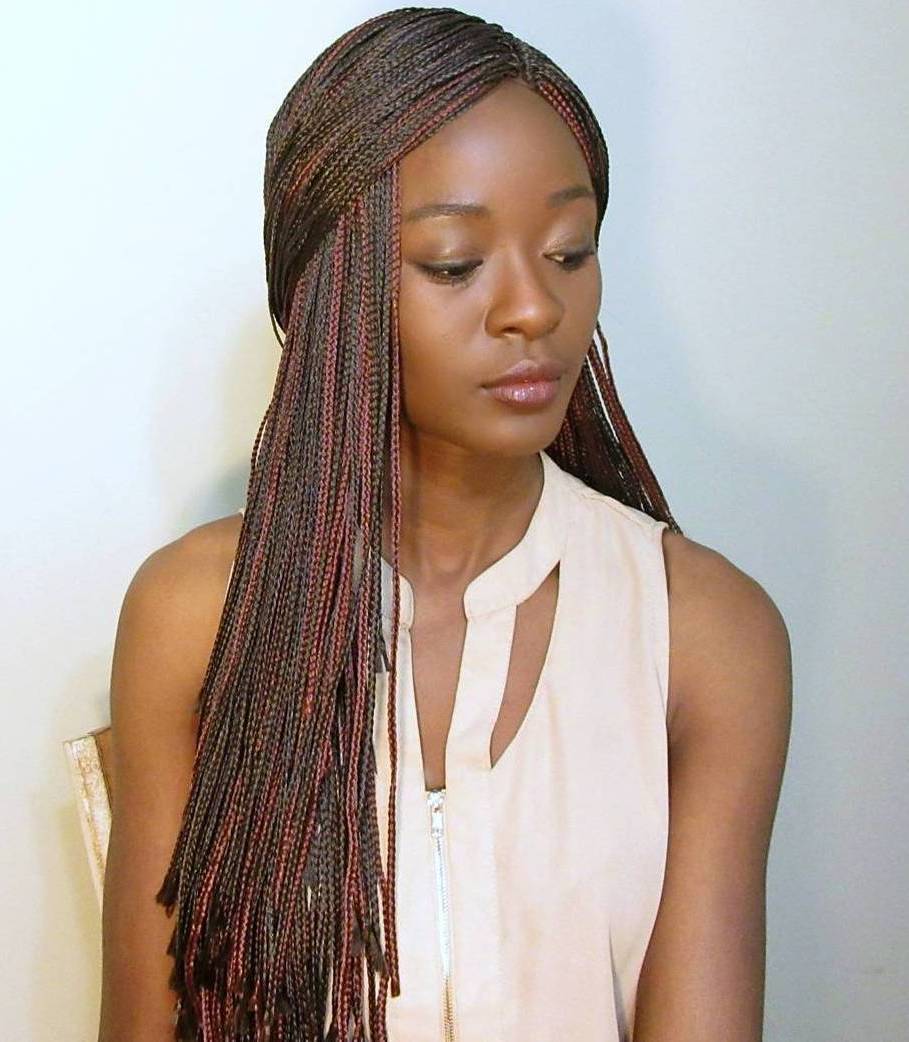 Long Brown Micro Braids