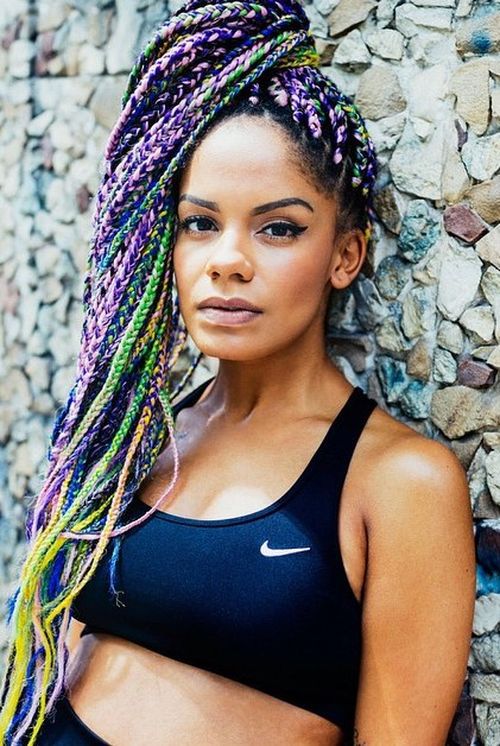 multi-colored long box braids