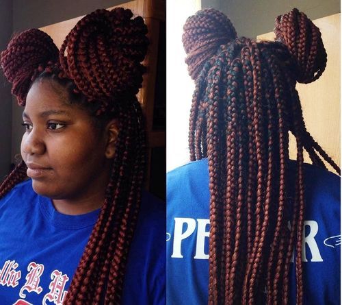 two buns from box braids