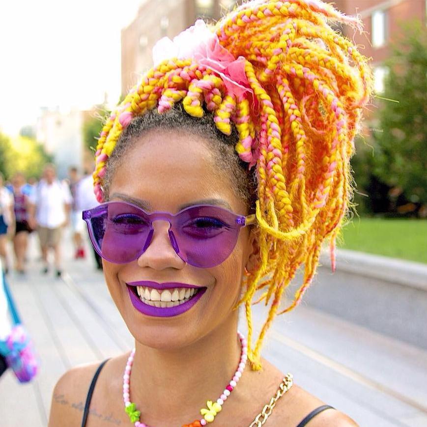 Yellow And Pink Box Braids