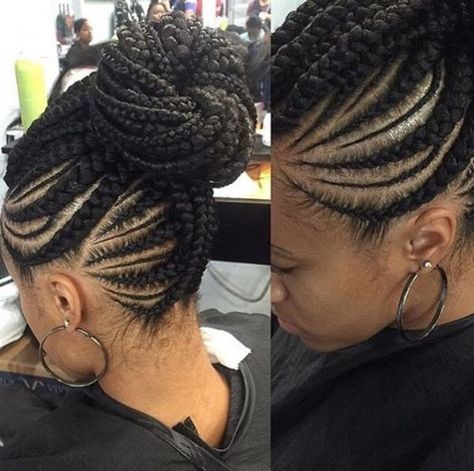 Top Buns Have A Great Look With Cornrows