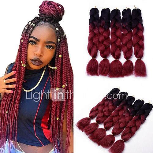 5pcs box braids jumbo hair extensions 1b wine red color kanekalon hair braids 500g usd 21.75 hot product a hot product at an incredible low pr