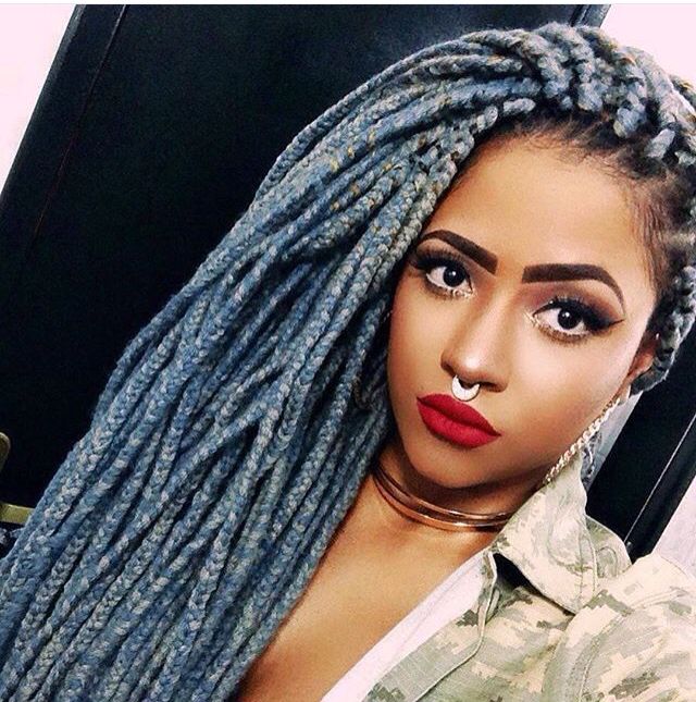 blue yarn braids