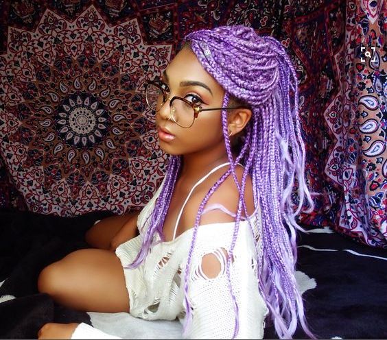 Purple Box Braids For Attractive Women