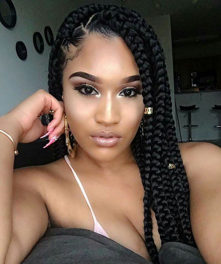 Great Match Of Nude Makeup With Braids