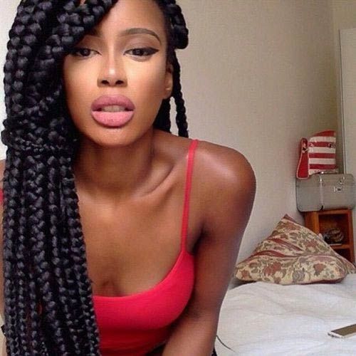 jumbo box braids side swept style