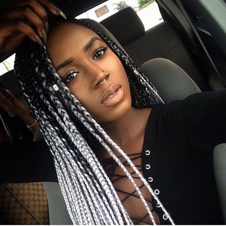 silver box braids grey box braids ombre hair