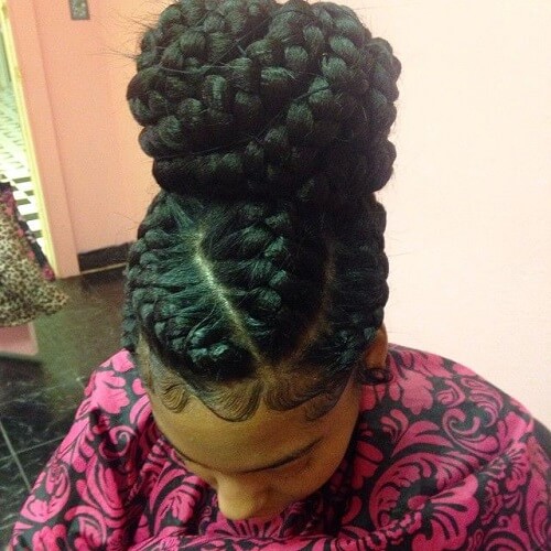 Big Goddess Braids in a Bun