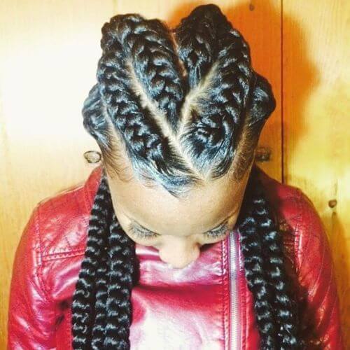 V shaped Goddess Braids Hairstyles