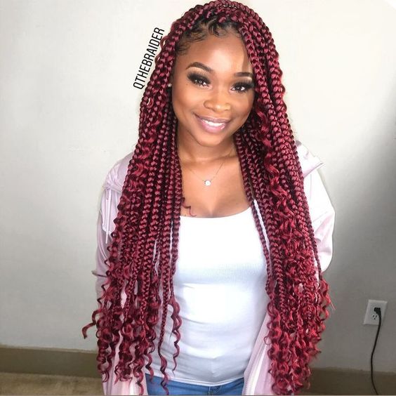 bohemian box braids burgundy