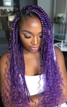 purple bohemian box braids