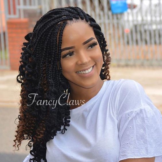 curly bohemian box braids