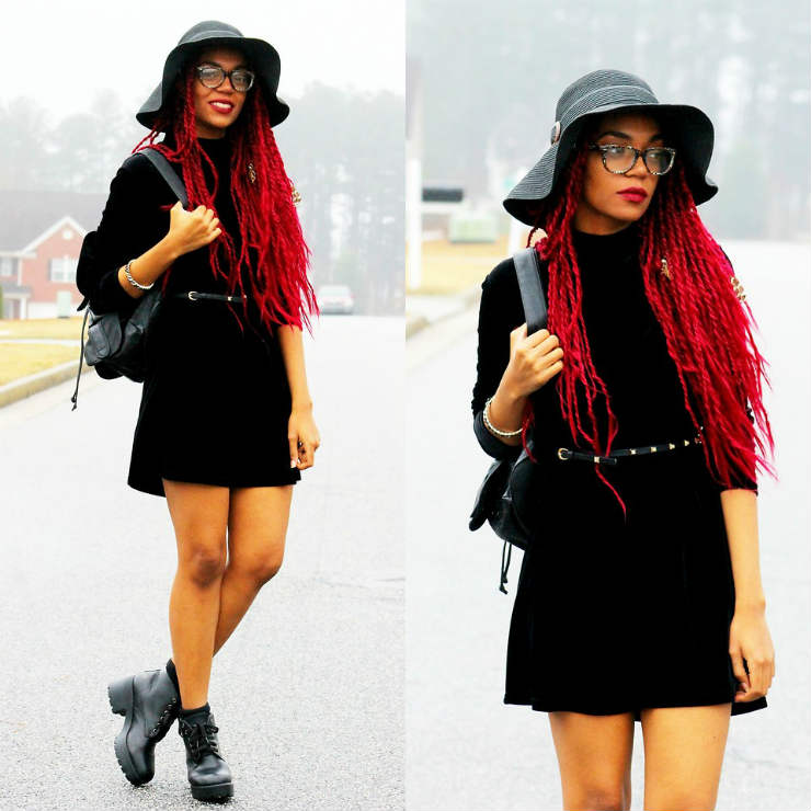 bright red thin box braids