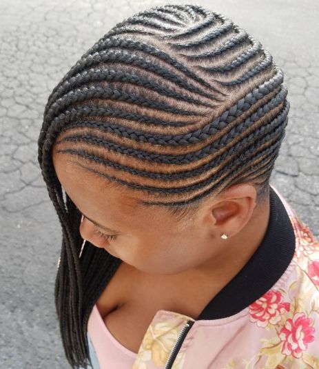 1 asymmetrical side cornrows