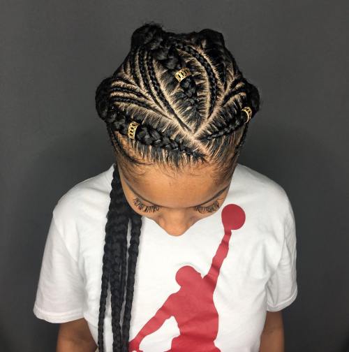 1 fishbone braids and chunky cornrows