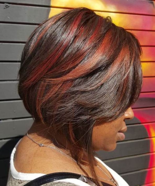 11 two tone red balayage for dark hair