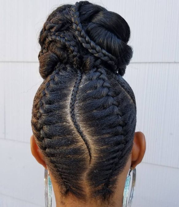 14 black high bun updo