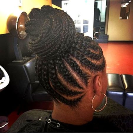 14 bun updo for cornrows