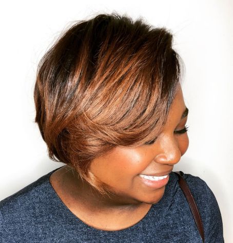 14 short chestnut brown bob for black women