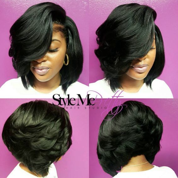 14 voluminous side parted black bob