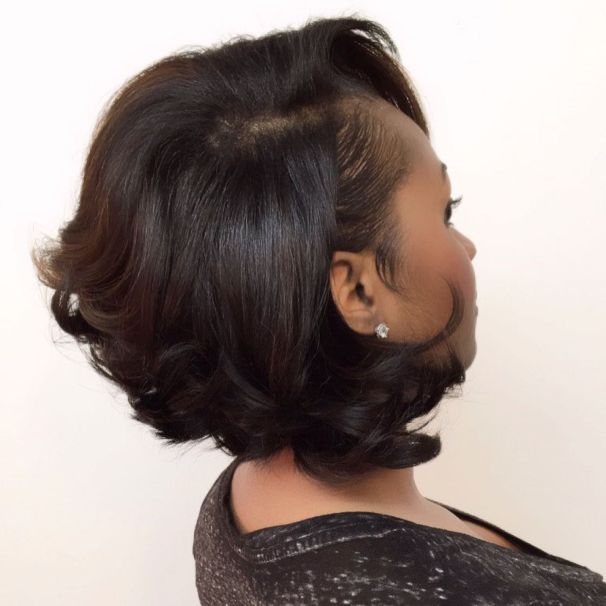 16 short black bob hairstyle with side bangs