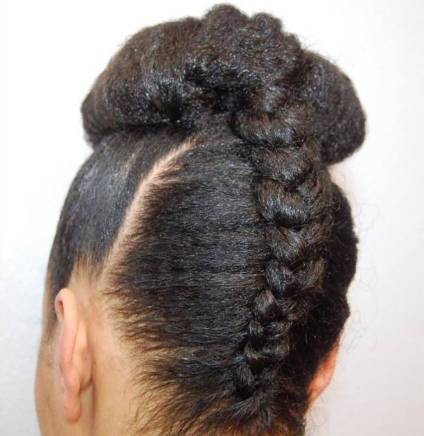 17 black upside down braid and bun