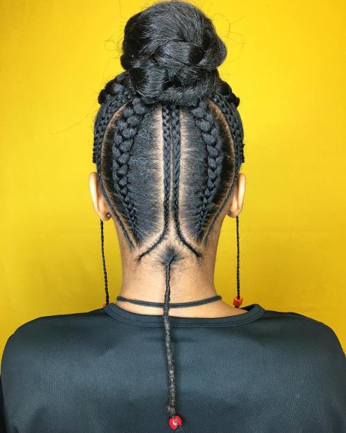 19 high bun with braided pieces