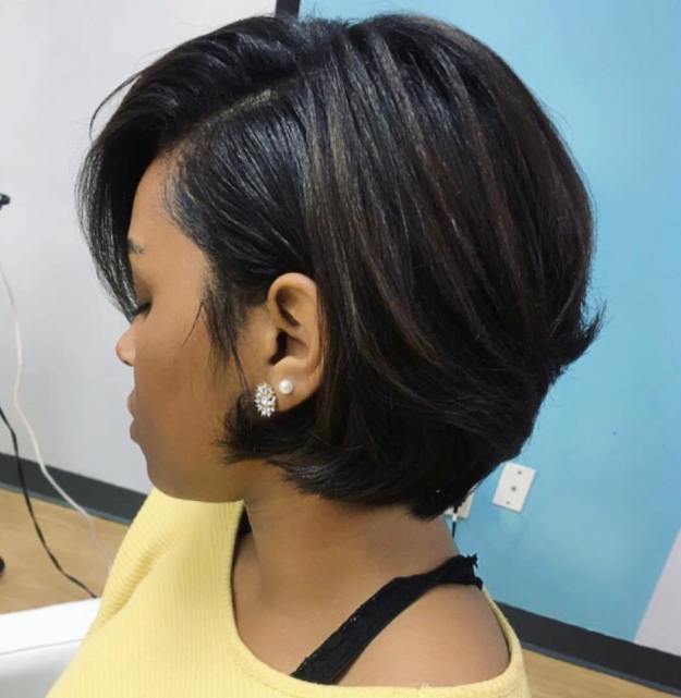 2 side parted short brunette hairstyle