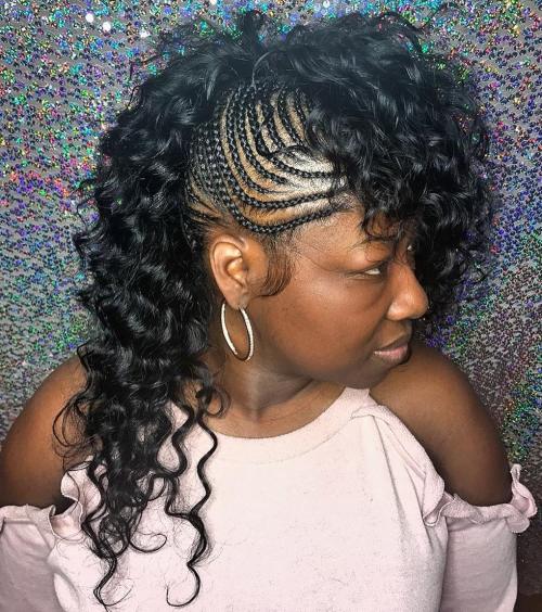 20 curly hair with side cornrows