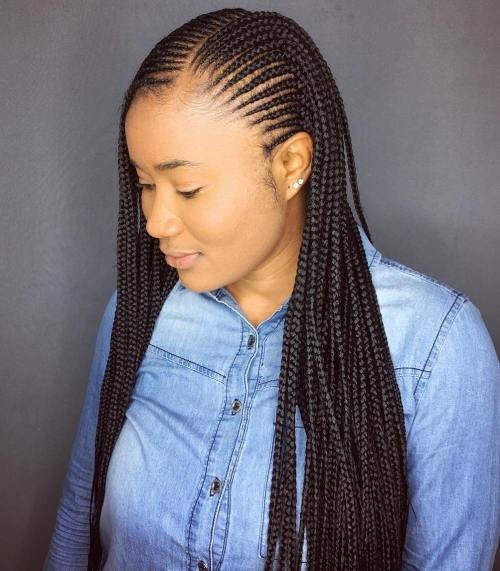 3 cornrowed box braids