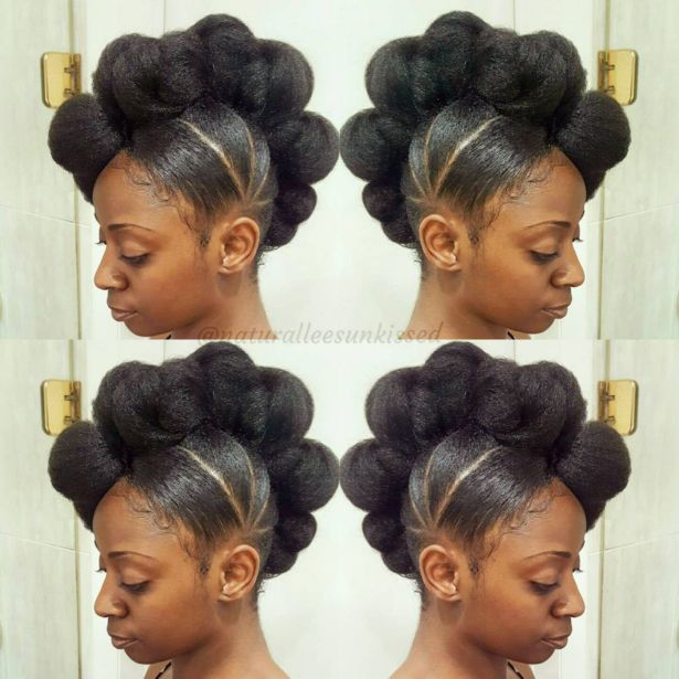 5 black knotted mohawk updo