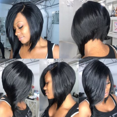 6 black stacked bob