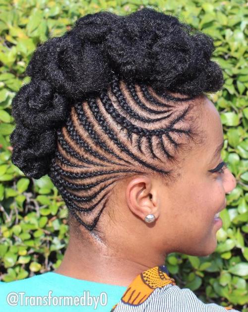 8 braided mohawk with cornrows