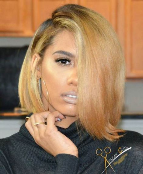 9 African American asymmetrical blonde bob