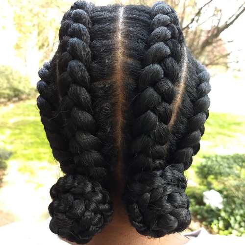 9 chunky low braided buns