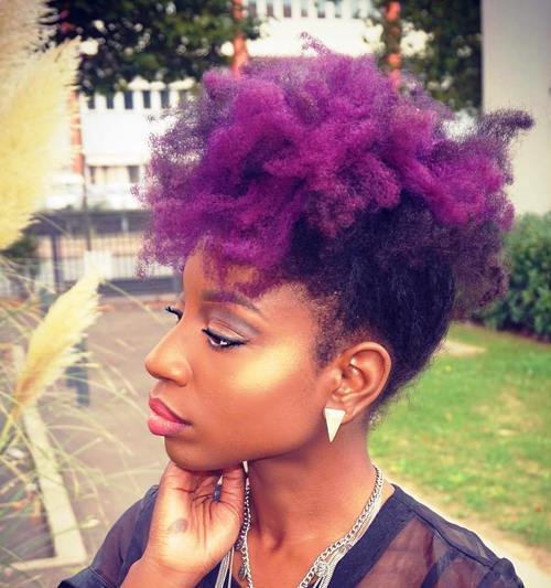 9 natural hair purple mohawk updo