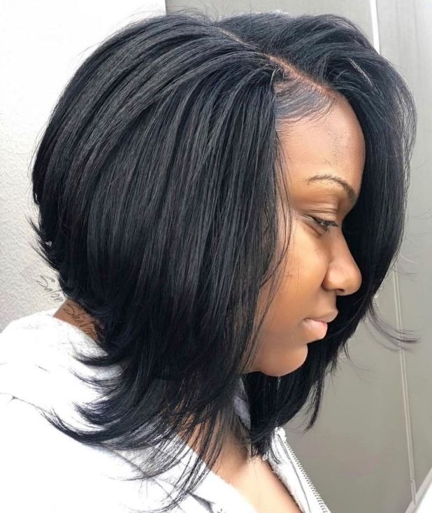 9 shoulder length angled feathered bob