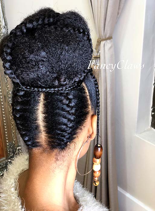 BRAIDED BUN WITH BEADS