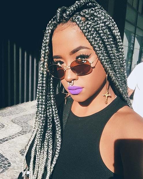 Silver Grey Box Braids