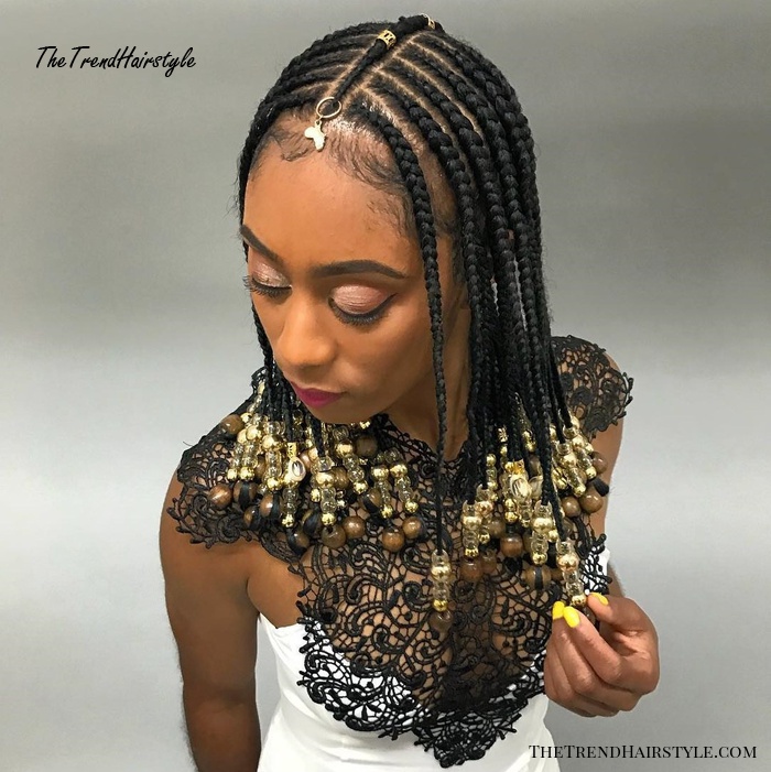 Simple Shoulder Length Fulani Braids