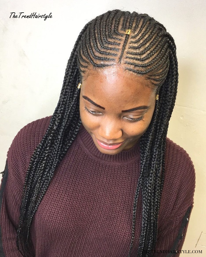 Thin Angled Fulani Braids