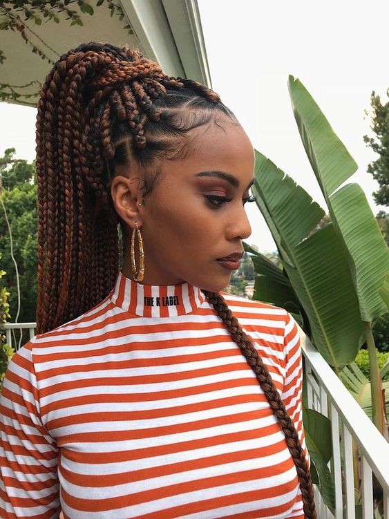 auburn long box braids