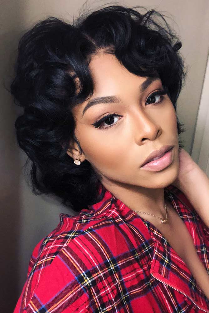 bob hairstyles for black women middle parted wavy