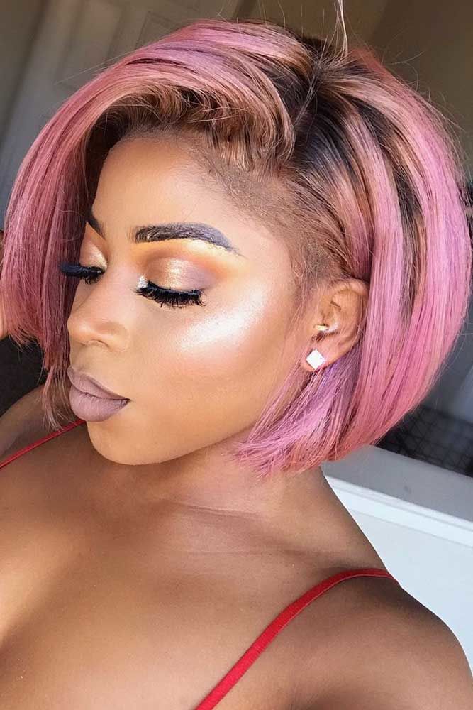 bob hairstyles for black women pink short straight