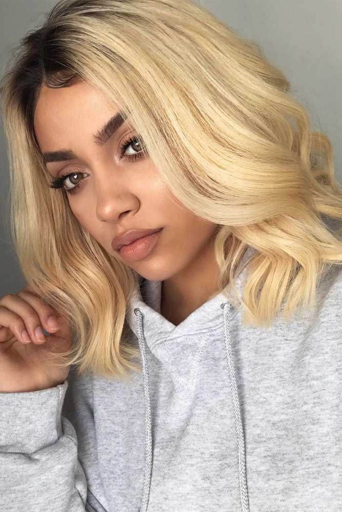 bob hairstyles for black women wavy middle part