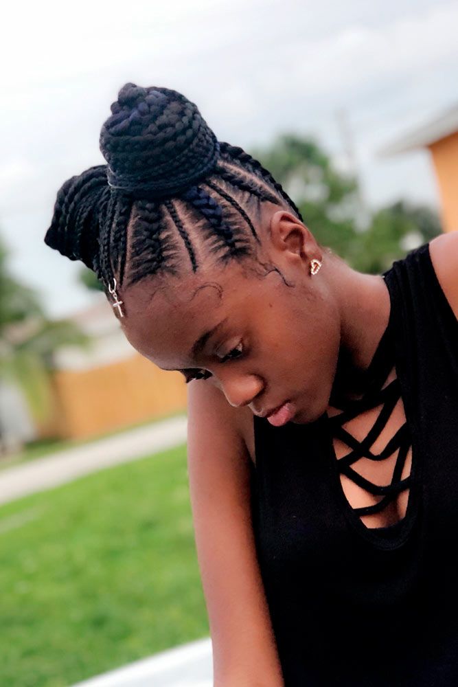 cornrows hairstyles double top knots